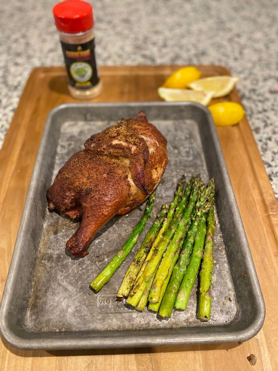 Lemon Garlic chicken and asparagus!