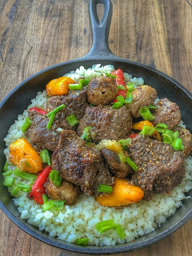 Garlic beef and sweet peppers