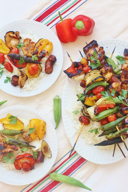 Grilled Chicken and Sausage Gumbo Skewers