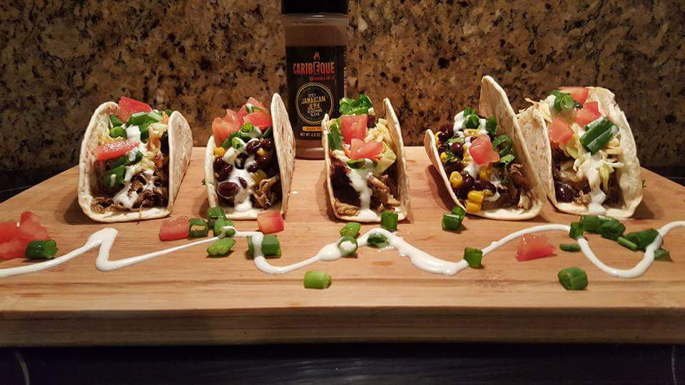Jerk Pulled Pork Tacos with a Corn and Black Bean Salsa