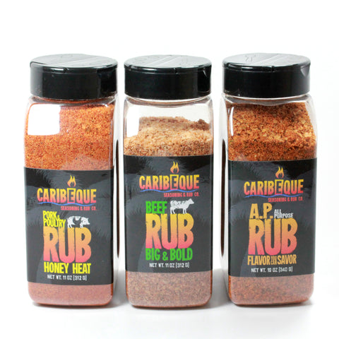 Caribeque Rub Variety Pack (3 Bottles) - Best BBQ Seasoning & Rub Co.